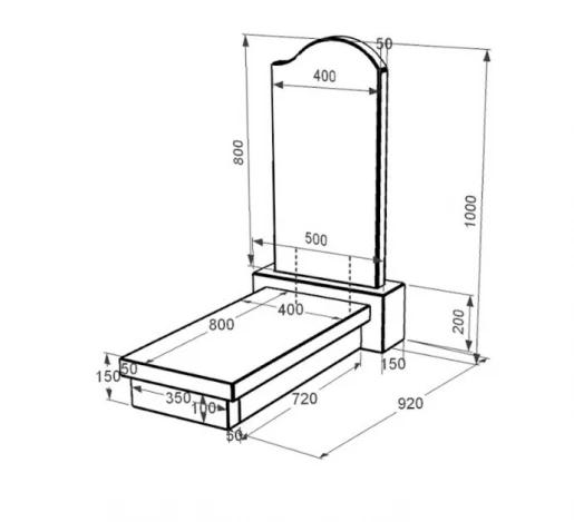 Размеры Гранитный памятник сыну одинарный из черного гранита Коростышев с волной резной к10-kor-npf-80-40-05-011-r