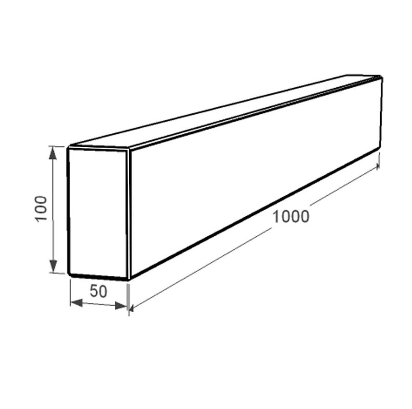 Размеры Брус для цветника и гробницы из Токовского гранита 1000x100x50 боковой с неполированными фасками br-tok-npf-100-10-05