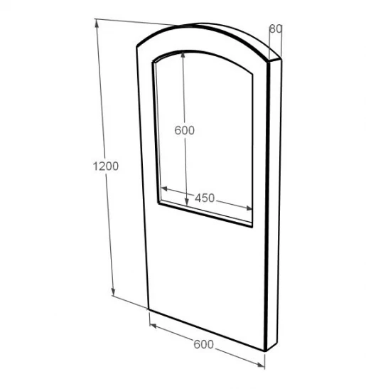 Размеры Стела памятника 60 см шириной 1200x600x80 из мрамора вертикальная с полированными фасками из мрамора Волокас st-vol-pf-120-60-08-009
