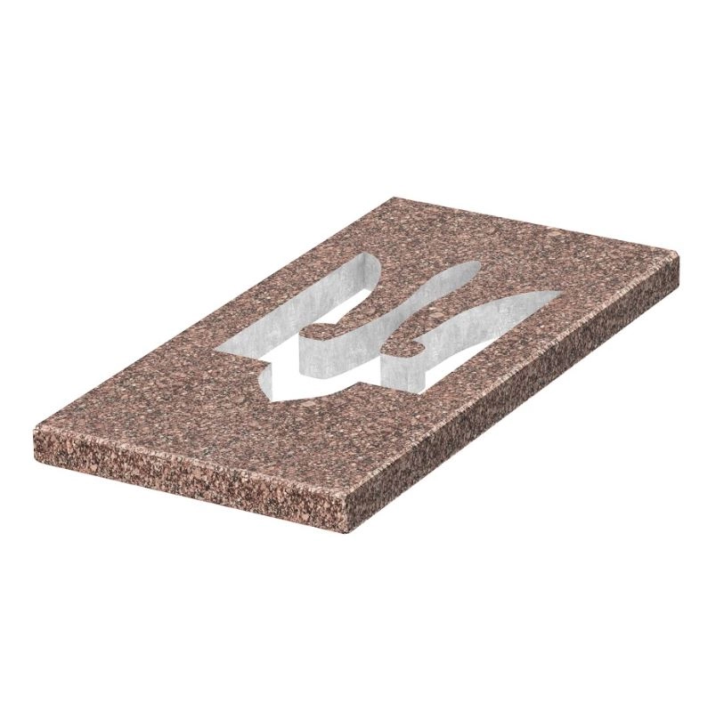 Основне Надгробна плита 800x400x50 з Токівського граніту з полірованими фасками Тризуб pl-tok-pf-pt-80-40-05-TRIZUB