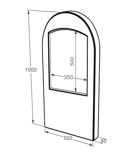 Размеры Стела памятника бежевого цвета 1000x500x80 вертикальная с полированными фасками из мрамора Дайна st-dan-pf-100-50-08-006