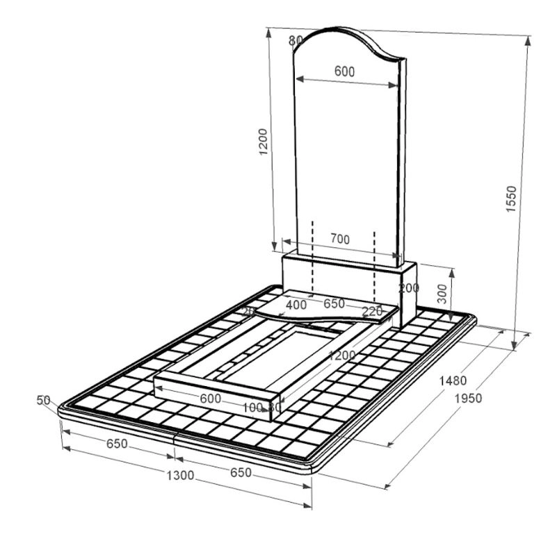Размеры Гранитный памятник большого размера одинарный из черного гранита Коростышев с волной резной к3-kor-pf-120-60-08-011-l-pbd3