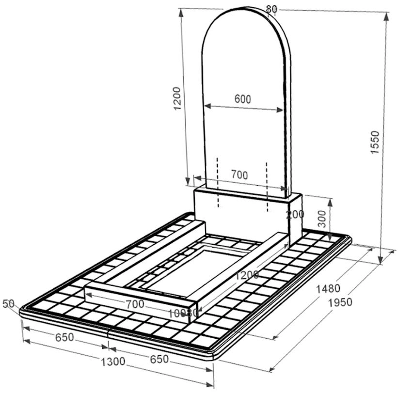 Размеры Гранитный памятник для сына одинарный из черного гранита Коростышев с полукруглой стелой к2-kor-pf-120-60-08-006-pbd3