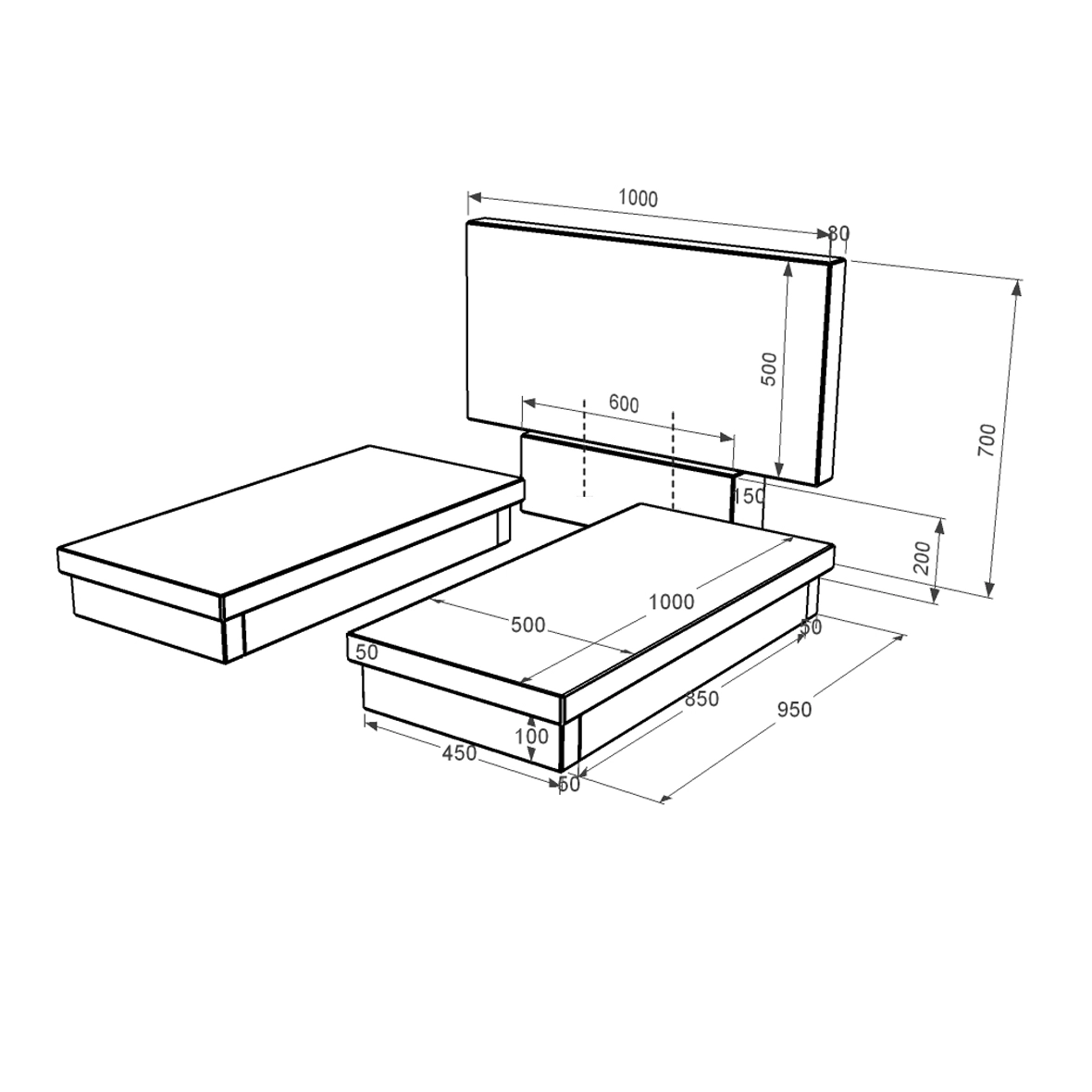 Гранитный памятник на могилу 700x1000x1150 двойной серия Базис 001 из черного гранита Коростышевского карьера к19-kor-npf-50-100-08-001