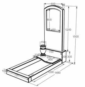 Розміри Мармуровий пам'ятник у формі дуги з мармуру Дайна з хвилею різьблений к5-dan-pf-120-60-08-009