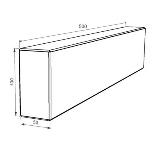 Размеры Брус для цветника и гробницы из мрамора Волокас 500x100x50 лицевой (тыльный) с полированными фасками br-vol-pf-50-10-05