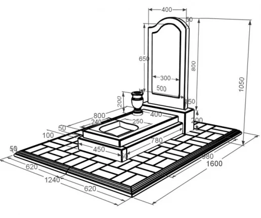 Размеры Памятник на могилу из гранита с листом резная работа одинарный из гранита Токовский Коростышевский к13-tok-kor-pf-80-40-05-011-R-pbd1