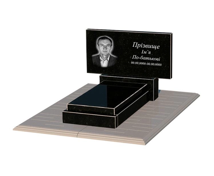 Основне Пам'ятник із граніту 60 см висотою одинарний із чорного граніту Коростишів без різьблених робіт к12-kor-npf-40-80-05-001-pbd1