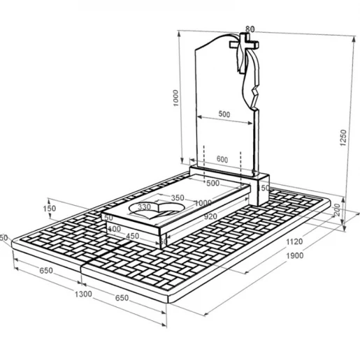 Розміри Гранітний пам'ятник з серцем різьблена робота одинарний із чорного граніту Коростишів к11-kor-npf-100-50-08-142-r-pbd2