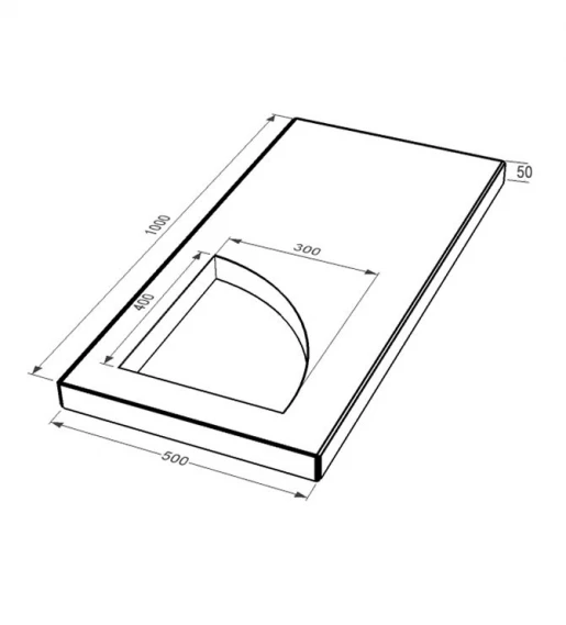 Размеры Надгробная плита 1000x500x50 из мрамора Волокас с полированными фасками плита Уголок левая pl-vol-pf-pt-100-50-05-KUT-l