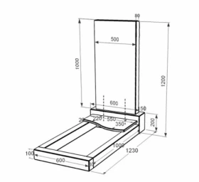 Розміри Пам'ятник із граніту з квітником одинарний із чорного граніту Коростишів з хвилею різьблений к5-kor-npf-100-50-08-001