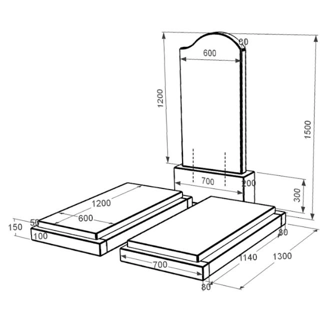 Размеры Гранитный памятник элитный двойной из черного гранита Коростышев с волной резной к21-kor-npf-120-60-08-011-r