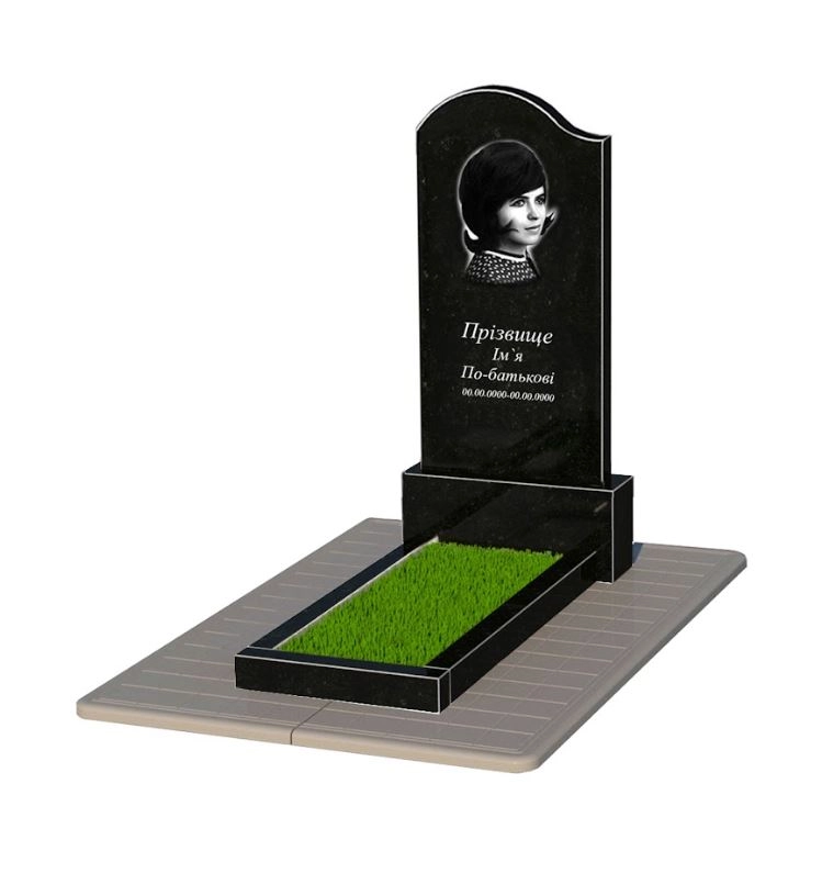 Основне Пам'ятник на могилу із граніту висотою 150 см одинарний із чорного граніту Коростишів з хвилею різьблений к1-kor-npf-120-60-08-011-l-pbd3