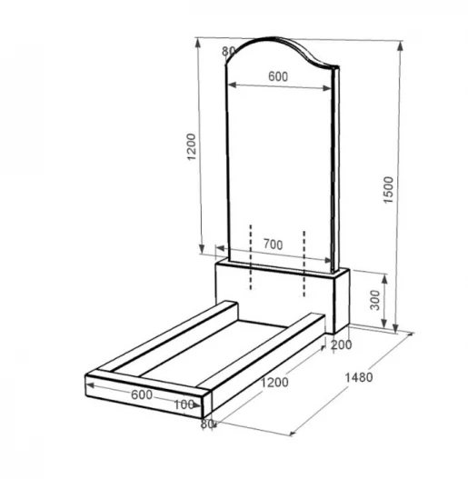 Размеры Надгробие из гранита дочке одинарное из черного гранита Коростышев с волной резное к1-kor-pf-120-60-08-011-l