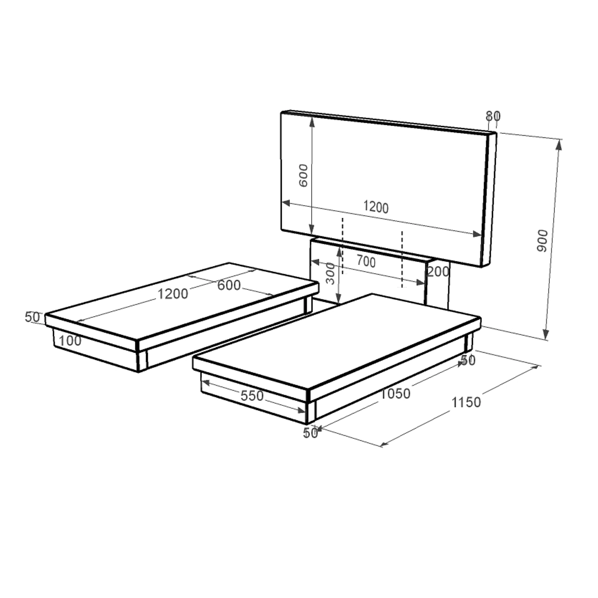 Розміри Надгробок із граніту широкий подвійний із чорного граніту Коростишів без різьблених робіт к19-kor-npf-60-120-08-001