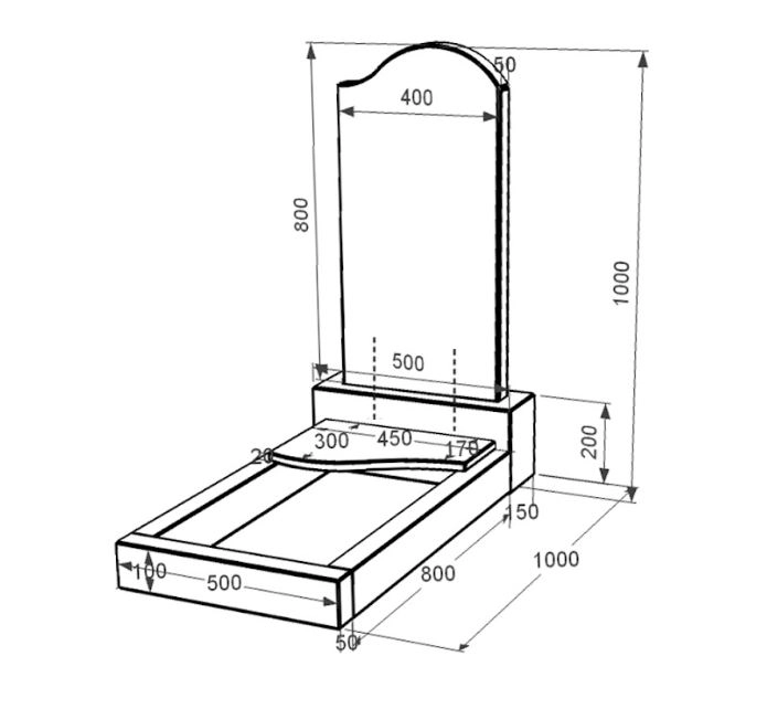 Размеры Гранитный памятник дочке одинарный из черного гранита Коростышев с волной резной к5-kor-npf-80-40-05-011-r