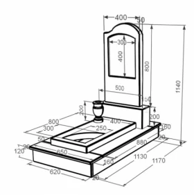 Розміри Мармурова плита на могилу з повним поліруванням сторін одинарний з мармуру Дайна з серцем різьблена робота к11-dan-pf-80-40-05-011-r-ck