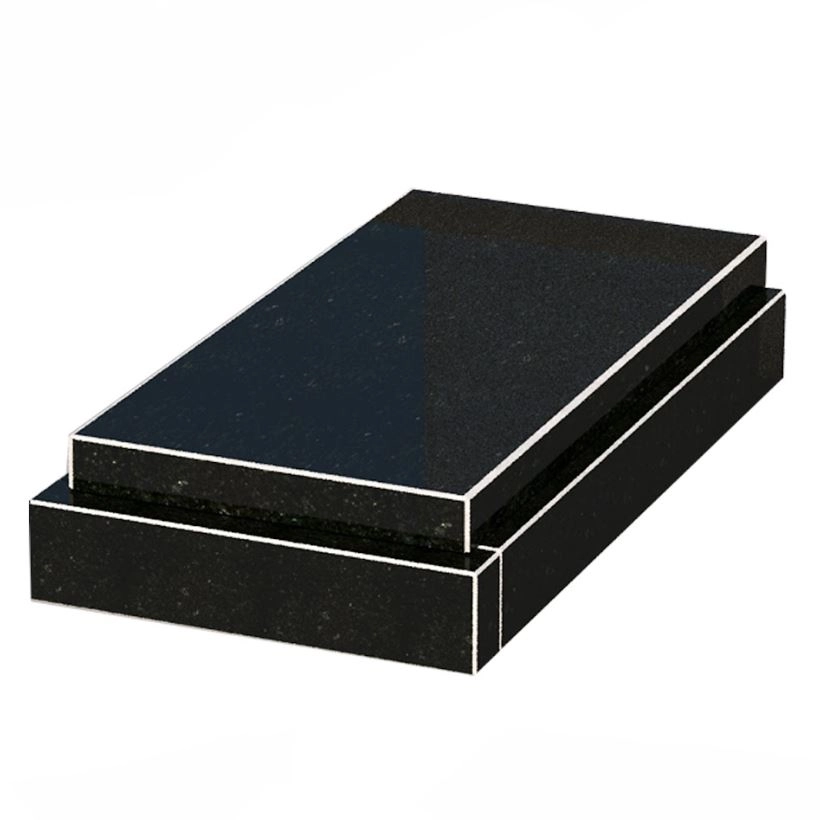 Основне Гробничка на могилу чорного кольору 830x450x150 з граніту із неполірованими фасками Коростишівського кар'єру серія Базіс gr-kor-npf-800-400-Bazys-3-st