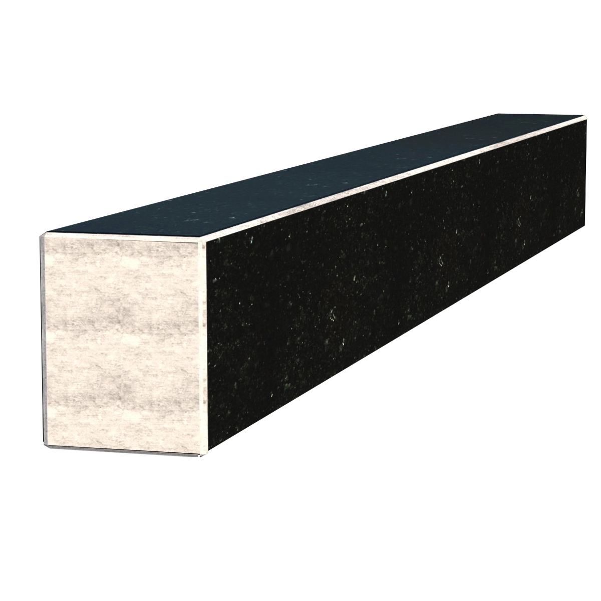 Основне чорні брус для квітника на могилу  з граніту бічні із не полірованими фасками Коростишівського кар'єру br-kor-npf-100-10-08