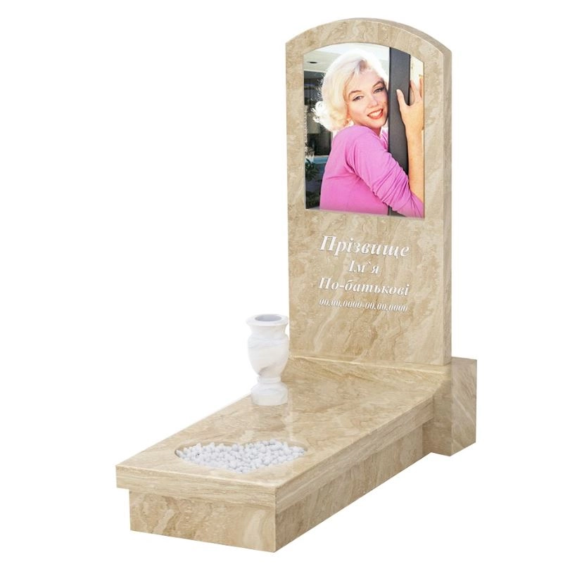 Основне Пам'ятник із мармуру маленький одинарний з мармуру Дайна з серцем різьблена робота к11-dan-pf-80-40-05-009