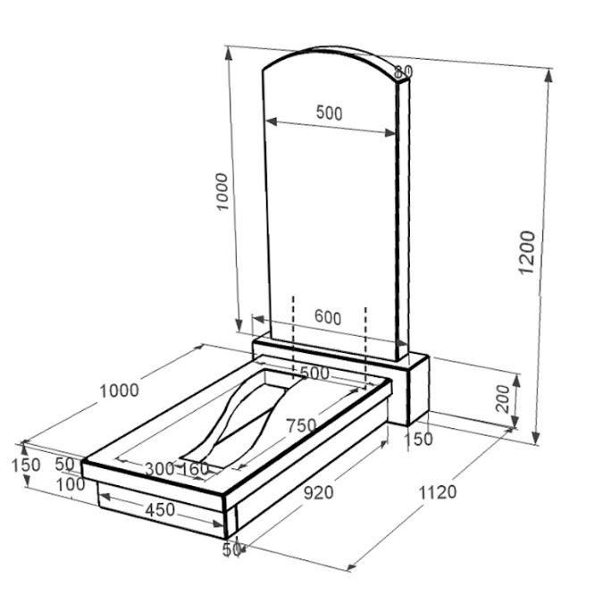 Размеры Гранитный памятник дочке одинарный из черного гранита Коростышев с вырезанной полосой к23-kor-npf-100-50-08-009
