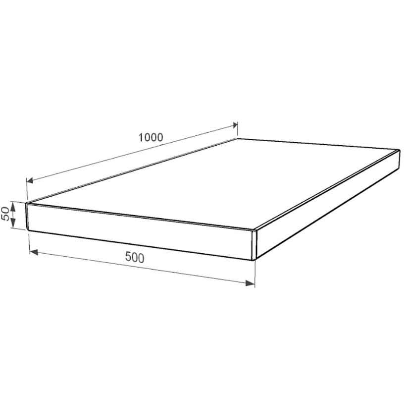 Размеры Надгробная плита полированные фаски 1000x500x50 из мрамора Волокас серия Базис pl-vol-pf-pt-100-50-05