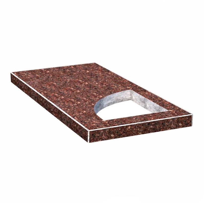 Основне Надгробна плита на могилу 1000x500x50 з Токівського граніту із неполірованими фасками плита Куточок права pl-tok-npf-pt-100-50-05-KUT-r