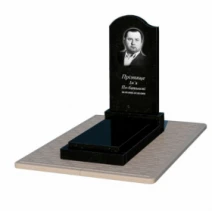 Пам'ятник на могилу із граніту з гробницею одинарний із чорного граніту Коростишів з хвилею різьблений к12-kor-pf-100-50-08-011-l-pbd2