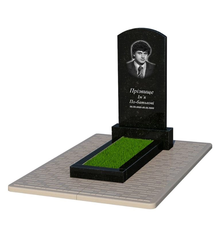 Основне Пам'ятник із граніту Коростишівського кар'єру одинарний з дугою різьблений із чорного граніту Коростишів Дуга 009 к1-kor-pf-100-50-08-009-pbd2