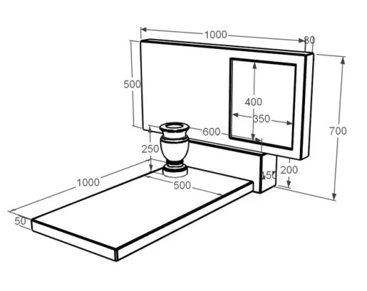 Размеры Памятник из мрамора стела 50х100 см одинарный из мрамора Дайна без резных работ к7-dan-pf-50-100-05-001