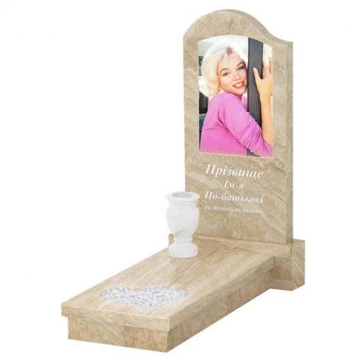 Пам'ятник із мармуру з 1 надгробком з мармуру Дайна з серцем різьблена робота к11-dan-pf-100-50-08-011-l