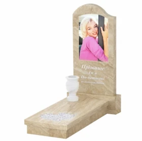 Пам'ятник із мармуру з 1 надгробком з мармуру Дайна з серцем різьблена робота к11-dan-pf-100-50-08-011-l