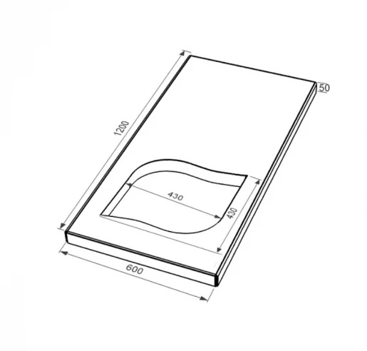 Размеры Надгробная плита белого цвета 1200x600x50 из мрамора Волокас с полированными фасками серия Лист левая pl-vol-pf-pt-120-60-05-LISTOK-l