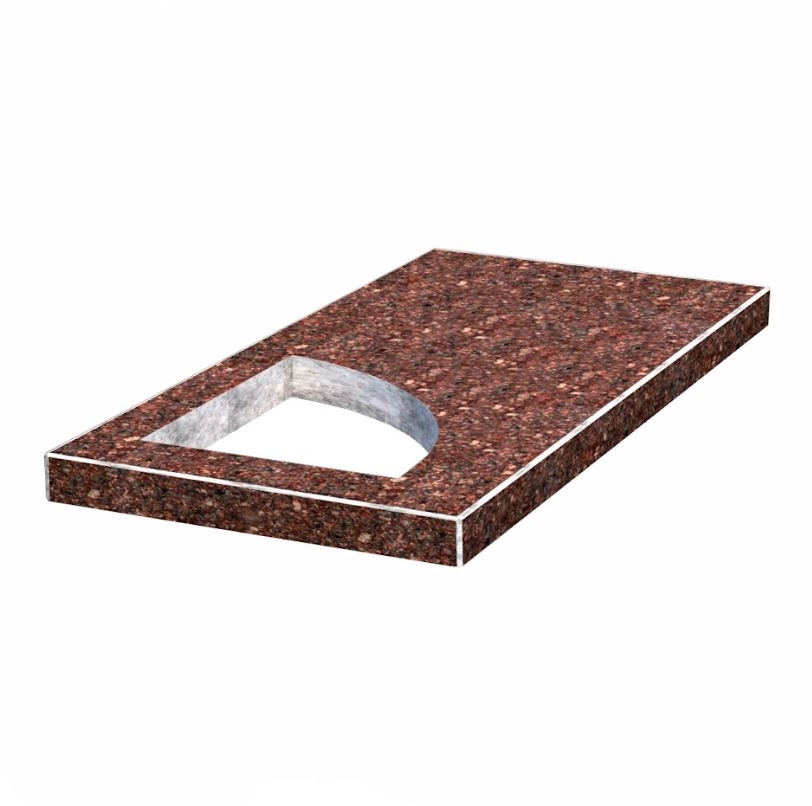 Основне Надгробна плита із неполірованими фасками 1000x500x50 з Токівського граніту плита Куточок ліва pl-tok-npf-pt-100-50-05-KUT-l