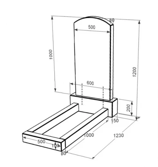 Размеры Гранитный памятник юношам одинарный из черного гранита Коростышев с дугой резной к1-kor-pf-100-50-08-009