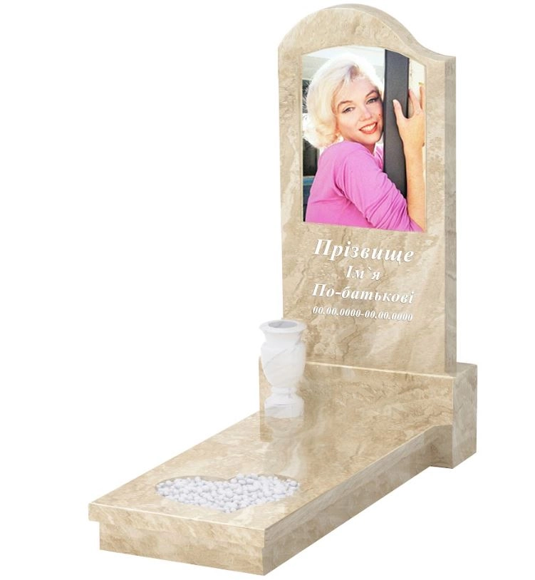 Основне Мармуровий пам'ятник з серцем різьблена робота одинарний з мармуру Дайна к11-dan-pf-120-60-08-011-l