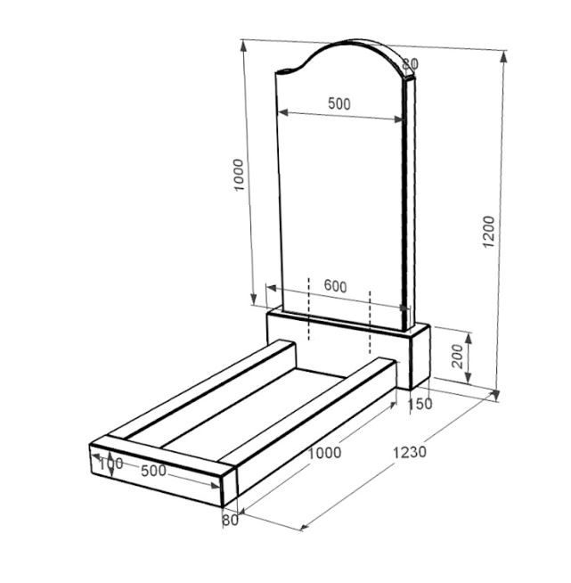 Розміри Гранітний пам'ятник юнакам одинарний із чорного граніту Коростишів з хвилею різьблений к1-kor-pf-100-50-08-011-r