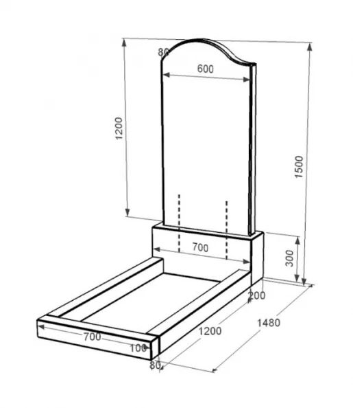 Размеры Памятник из гранита на могилу одинарный из черного гранита Коростышев с волной резной к2-kor-npf-120-60-08-011