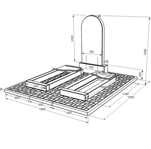 Размеры Гранитный памятник из черного гранита Коростышев двойной с волной резной к16-kor-npf-100-50-08-006-pbd2