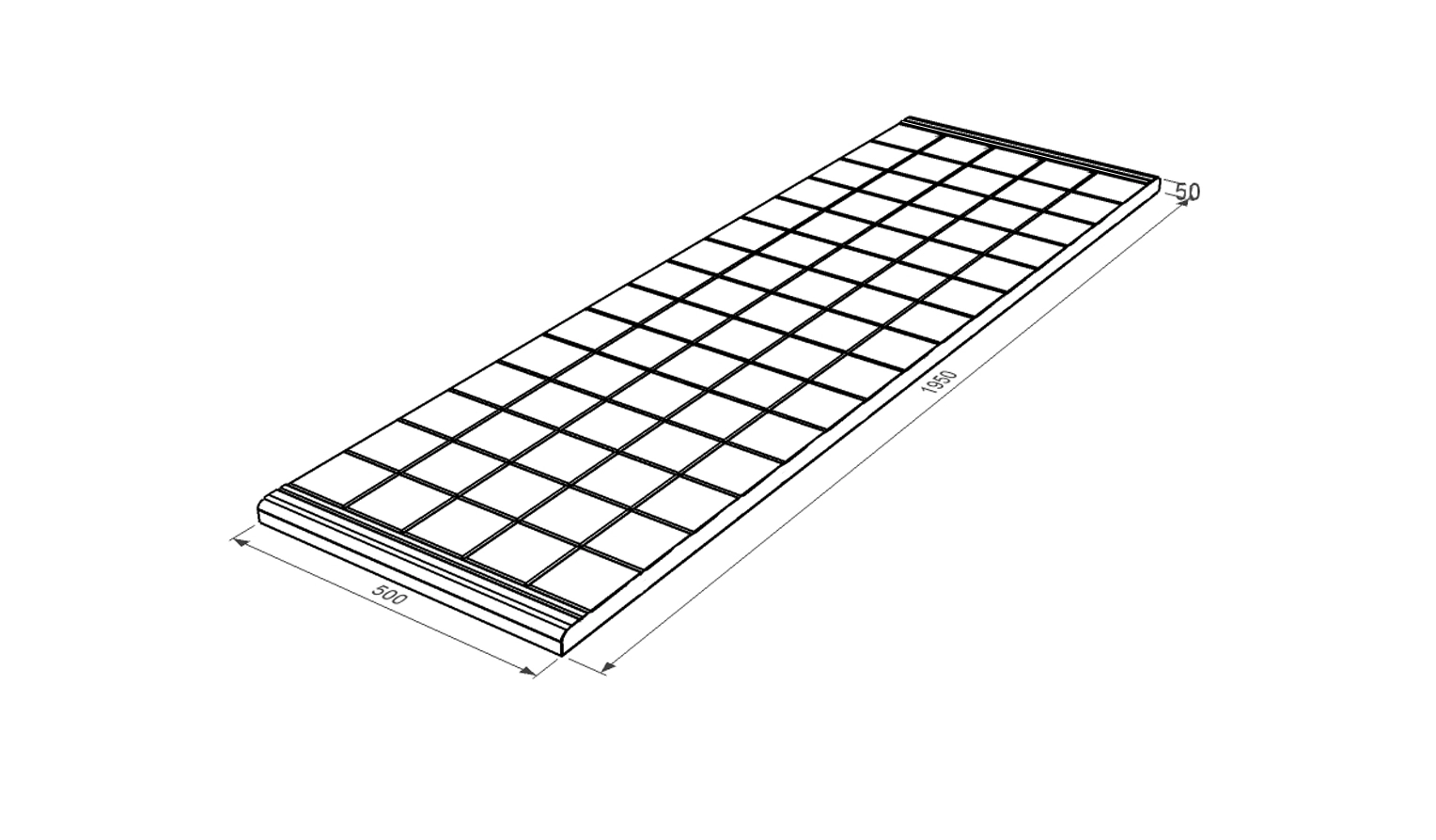 Розміри Протиусадкова плита під пам'ятник на могилу 1950x500x50 без отвору для квітника одинарна серія Квадрат pbd-Kvadrat-195-50-05