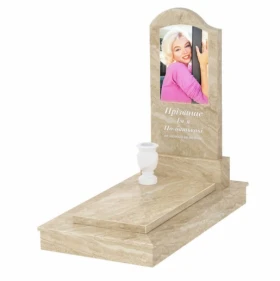 Надгробок з мармуру з надгробною плитою з мармуру Дайна з хвилею різьблений к7-dan-pf-100-50-08-011-l-ck