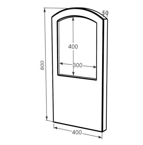 Размеры Стела памятника из мрамора 800x400x50 вертикальная с полированными фасками из мрамора Дайна st-dan-pf-80-40-05-009