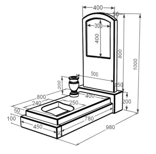 Размеры Мраморный памятник для кладбища одинарный из белого мрамора Волокас с листом резная работа с дугой резной к13-vol-pf-80-40-05-009