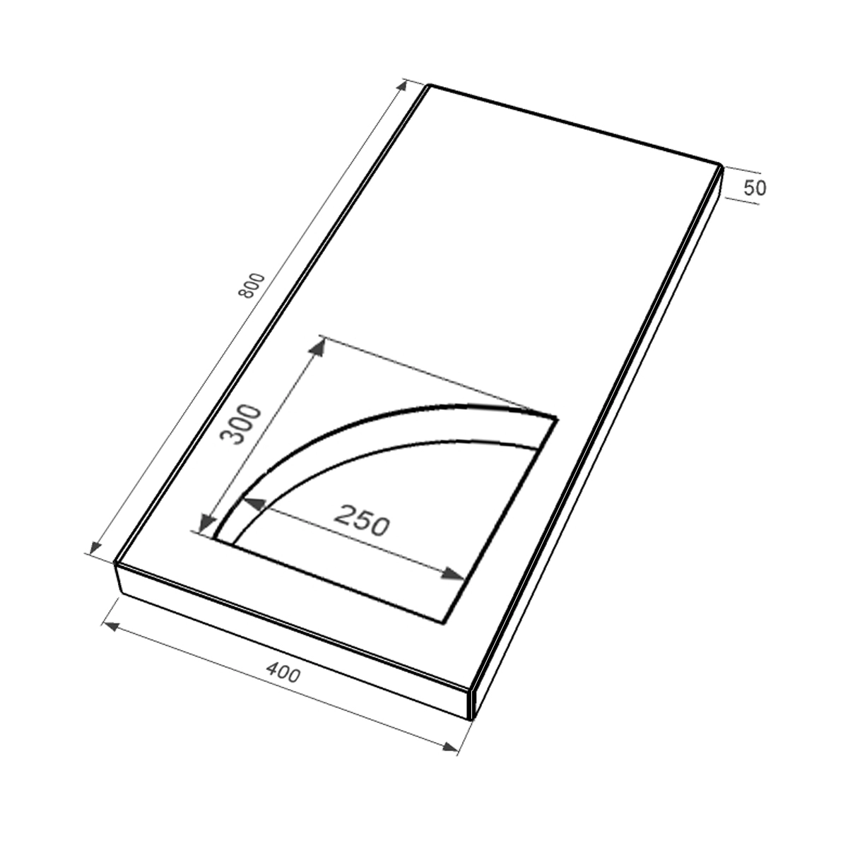 Розміри Надгробна плита на кладовище 800x400x50 з граніту плита Куточок з полірованими фасками з полірованими торцями Коростишівського кар'єру праві pl-kor-pf-pt-80-40-05-KUT-r