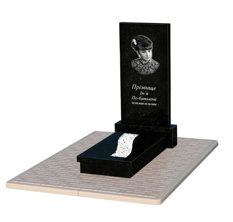 Основное Гранитный памятник с вырезанной полосой одинарный из черного гранита Коростышев к23-kor-pf-100-50-08-001-pbd2