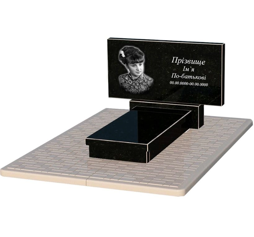 Основне Гранітний пам'ятник висотою 70 см одинарний із чорного граніту Коростишів без різьблених робіт к10-kor-npf-50-100-08-001-pbd2