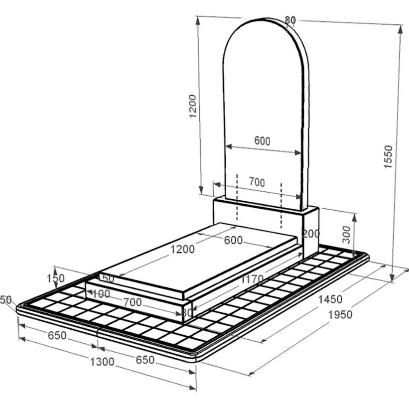 Размеры Гранитный памятник на могилу одинарный из черного гранита Коростышев с полукруглой стелой к12-kor-npf-120-60-08-006-pbd3
