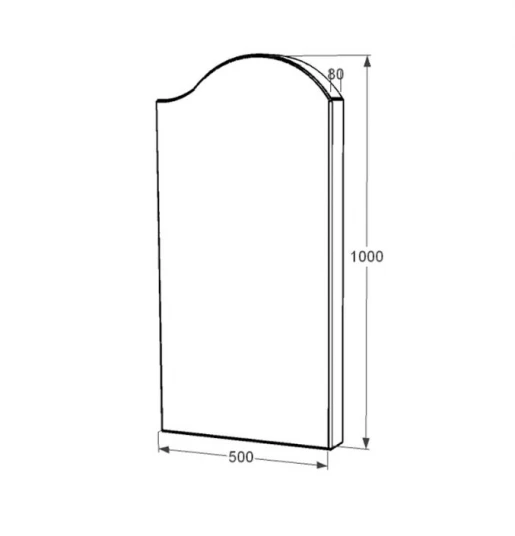 Розміри Стела пам'ятника на могилу з формою хвилі 1000x500x80 з граніту одинарна з полірованими фасками Коростишівського кар'єру праві st-kor-pf-100-50-08-011-r