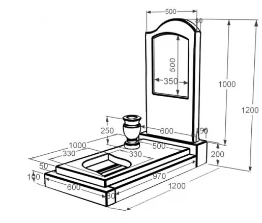 Розміри Мармуровий пам'ятник з повним поліруванням сторін одинарний з білого мармуру Волокас з листом різьблена робота к13-vol-pf-100-50-08-011-r
