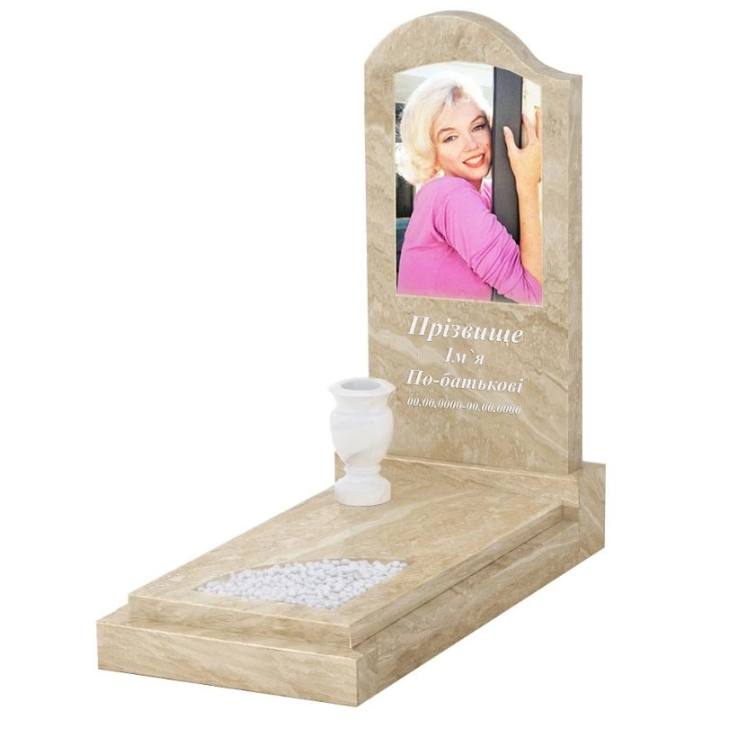 Основне Мармуровий пам'ятник стела 100х50 см одинарний з мармуру Дайна з вирізаним куточком к24-dan-pf-100-50-08-011-l